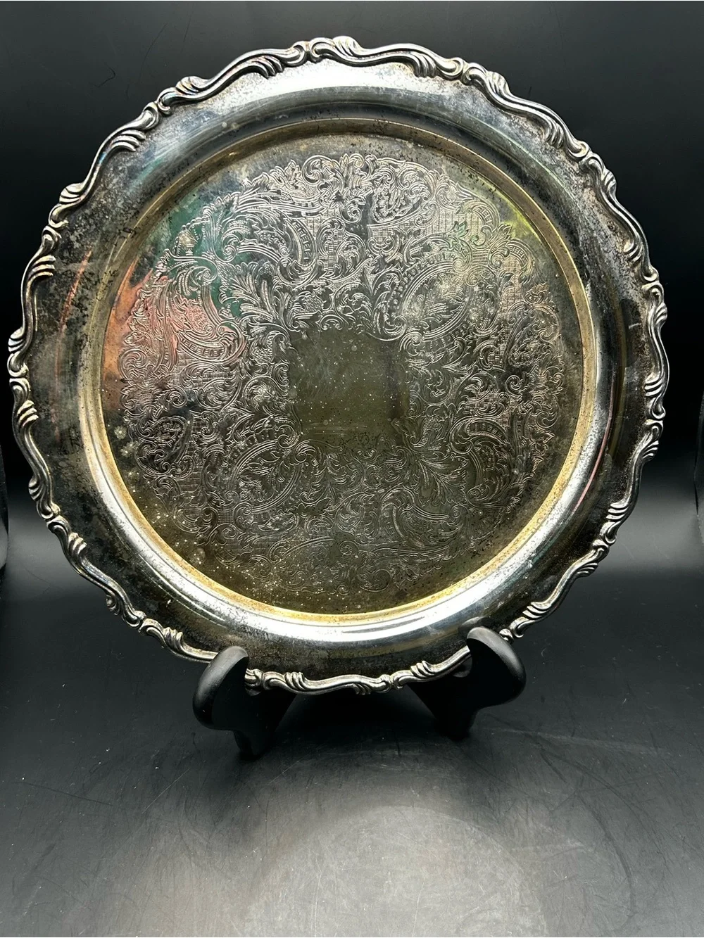 Silverplated Decorative Serving Tray - Ornate Baroque Pattern